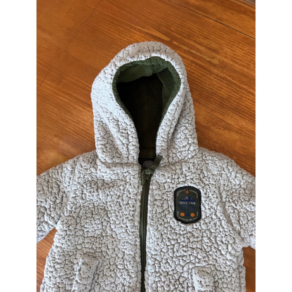 Weatherproof Baby Sherpa Fleece Bunting Snowsuit Hooded Gray 3–6 Months - Picture 6 of 7
